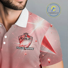Load image into Gallery viewer, Mens Golf Polo Shirt Custom Red-Diamond Crystal Golf Ball Custom Name Golf Shirts For Team NYN3157