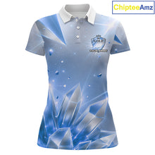 Load image into Gallery viewer, Women Golf Polo Shirt Custom Blue-Diamond Crystal Golf Ball Custom Name Golf Shirts For Team NYN3156