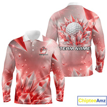 Load image into Gallery viewer, Mens Golf Polo Shirt Custom Red-Diamond Crystal Golf Ball Custom Name Golf Shirts For Team NYN3157