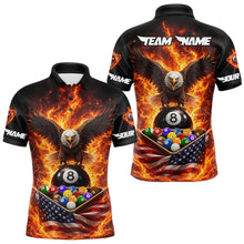 Load image into Gallery viewer, Fire Flame Eagle US Flag Pool Ball 3D Billiard Shirt For Men Personalized 8 Ball Billiard Attire NYN2587