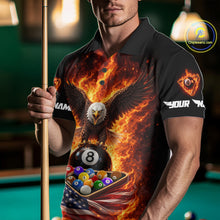 Load image into Gallery viewer, Fire Flame Eagle US Flag Pool Ball 3D Billiard Shirt For Men Personalized 8 Ball Billiard Attire NYN2587