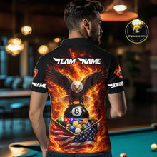 Load image into Gallery viewer, Fire Flame Eagle US Flag Pool Ball 3D Billiard Shirt For Men Personalized 8 Ball Billiard Attire NYN2587
