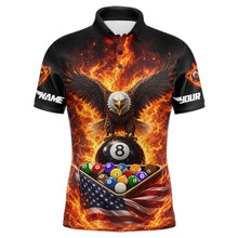 Load image into Gallery viewer, Fire Flame Eagle US Flag Pool Ball 3D Billiard Shirt For Men Personalized 8 Ball Billiard Attire NYN2587
