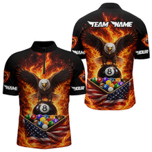 Load image into Gallery viewer, Fire Flame Eagle US Flag Pool Ball 3D Billiard Shirt For Men Personalized 8 Ball Billiard Attire NYN2587