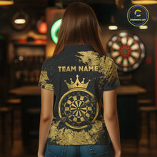 Load image into Gallery viewer, Personalized Grunge Gold Dartboard Women Dart Shirt Custom Name Dart Team Jersey For Darters NYN2968