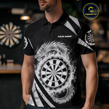 Load image into Gallery viewer, Silver Flames Dragon Dartboard Men Darts Polo Shirt Custom Dragon Team Dart League Shirt NYN2069