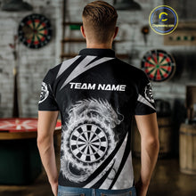 Load image into Gallery viewer, Silver Flames Dragon Dartboard Men Darts Polo Shirt Custom Dragon Team Dart League Shirt NYN2069