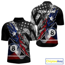 Load image into Gallery viewer, Personalized Smoke Texas Flag Billiard 8 Ball Pool Shirt For Men Custom Patriotic Billiard Appeal NYN2769