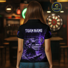 Load image into Gallery viewer, Custom Lightning Purple Grim Reaper Beer Funny Women Darts Polo Shirt US Flag Dart Jerseys NYN1837