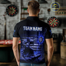 Load image into Gallery viewer, Custom Lightning Blue Grim Reaper Beer Funny Men Darts Polo Shirt US Flag Dart Jerseys NYN1838
