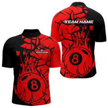 Load image into Gallery viewer, Black And Red Cracked Flaming Pool 8 Ball Men Billiard Shirt Custom Ball Billiard Team Attire NYN2625