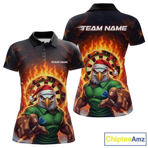 Funny Eagle Flame Dartboard Christmas Darts Polo Shirt For Women Custom Xmas Dart Jerseys NYN1853