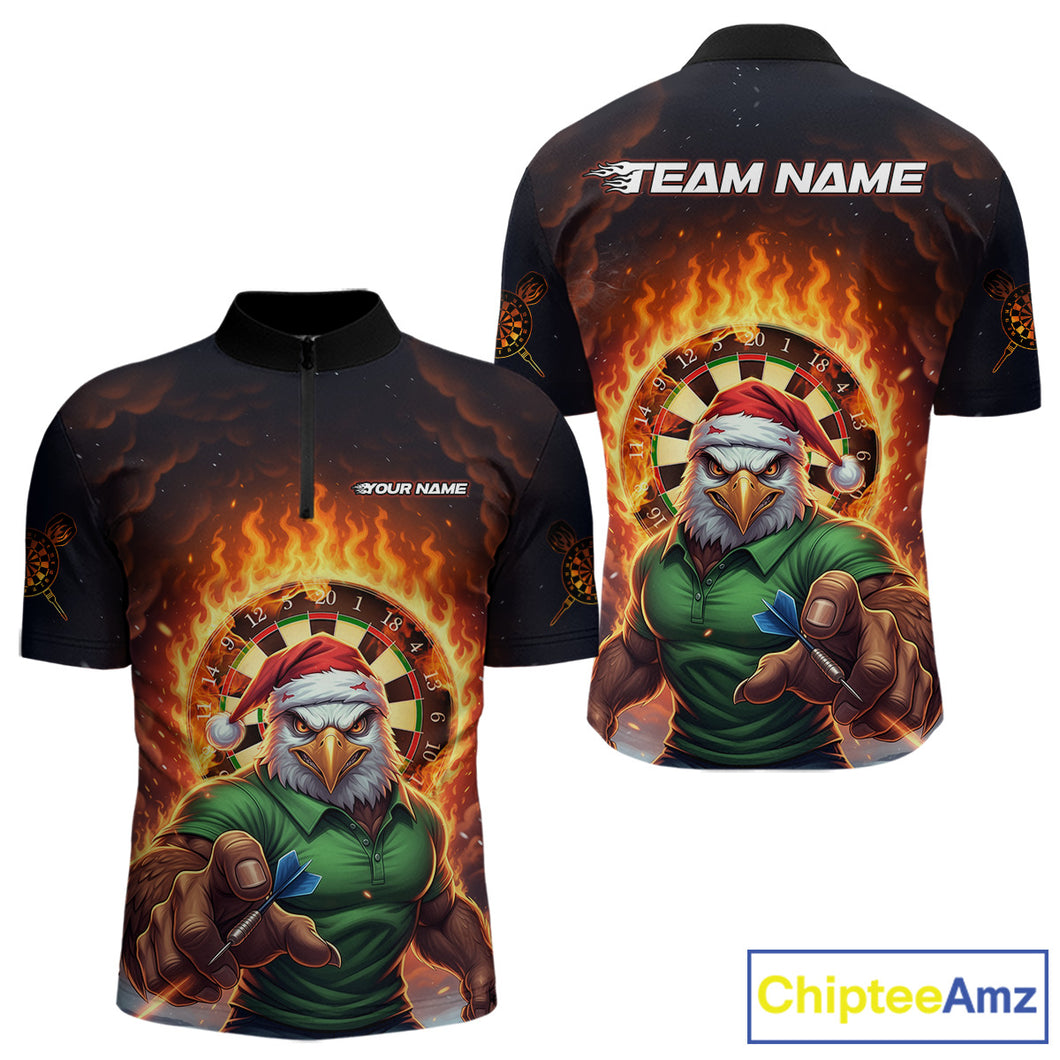 Funny Eagle Flame Dartboard Christmas Darts Quarter-Zip Shirt For Men Custom Xmas Dart Jerseys NYN1853