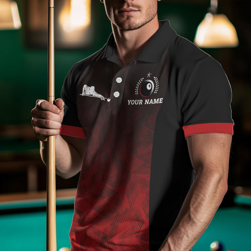 Black And Red 8 Ball Pool Men Billiard Polo & Quarter Zip Shirt Custom 8  Ball Billiard Team Jersey NYN2983