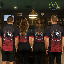 Load image into Gallery viewer, Black And Red 8 Ball Pool Women Billiard Polo &amp; Quarter Zip Shirt Custom 8  Ball Billiard Team Jersey NYN2983