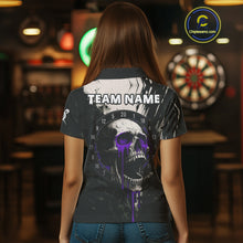 Load image into Gallery viewer, Custom Black &amp; Purple Dripping Skull Dartboard Dart Women Polo Shirt Grunge Dart Jerseys NYN1565