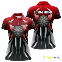 Load image into Gallery viewer, Red And Gradient Silver Darts Polo &amp; 1/4-Zip Shirt For Women Custom Name Dart Jersey For Darters NYN3003
