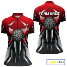 Load image into Gallery viewer, Red And Gradient Silver Darts Polo &amp; 1/4-Zip Shirt For Women Custom Name Dart Jersey For Darters NYN3003