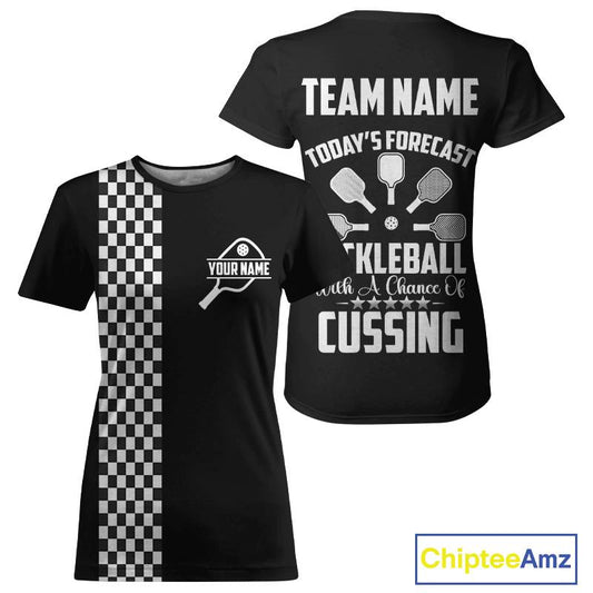 Custom Black-White Caro Pickleball Ball League Jerseys Women Pickleball Paddle Team Shirts NYN2145