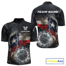 Load image into Gallery viewer, Custom Texas Flag Tornado White Thunder Darts Men Polo &amp; 1/4-Zip Shirts Dart Team Jerseys NYN2808
