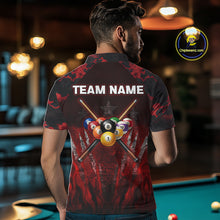 Load image into Gallery viewer, Personalized Gunge 8 Ball Pool Billiard Polo &amp; 1/4 Zip For Men Custom Red Camoflage Billiard Attire NYN3017