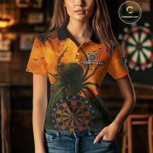 Load image into Gallery viewer, Custom Orange Spider Dartboard Halloween Dart Women Polo Shirt Grunge Dart Jerseys NYN1615