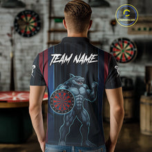 Load image into Gallery viewer, Funny Blue &amp; Red Shark Dartboard Custom Men Darts Polo Shirt Dart Tournament Jerseys NYN1905