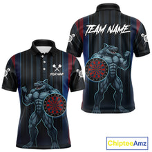 Load image into Gallery viewer, Funny Blue &amp; Red Shark Dartboard Custom Men Darts Polo Shirt Dart Tournament Jerseys NYN1905