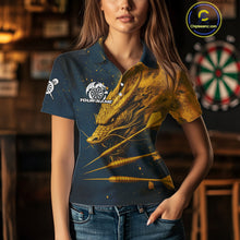 Load image into Gallery viewer, Custom Blue And Gold Dragon Dart Arrow Dart Women Polo Shirt Grunge Dart Team Jerseys NYN1624