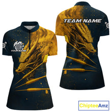 Load image into Gallery viewer, Custom Blue And Gold Dragon Dart Arrow Dart Women Quarter-Zip Shirt Grunge Dart Team Jerseys NYN1624
