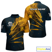 Load image into Gallery viewer, Custom Blue And Gold Dragon Dart Arrow Dart Men Quarter-Zip Shirt Grunge Dart Team Jerseys NYN1624