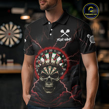 Load image into Gallery viewer, Custom Lightning Red Smokes Skull Dartboard Men Darts Polo Shirt Skull Dart Jerseys NYN1916
