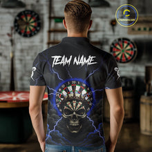 Load image into Gallery viewer, Custom Lightning Blue Smokes Skull Dartboard Men Darts Polo Shirt Skull Dart Jerseys NYN1917