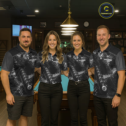 Aim Shoot Swear Repeat Holding 8 Ball Pool Women Billiard Team Shirt Custom Ball Billiards Apparel NYN2467