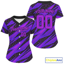 Load image into Gallery viewer, Custom Black And Purple Baseball Jerseys For Women Youth Baseball Tournament Jerseys NYN1398