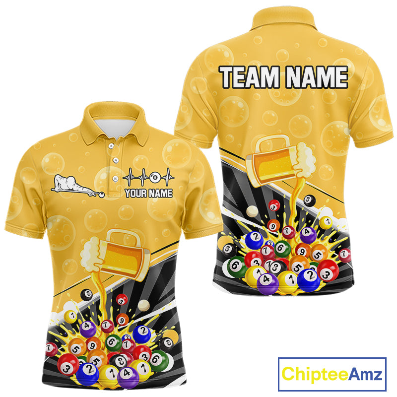 Funny Beer And Pool Balls Billiard Team Shirt For Men Custom Billiard Polo & 1/4 Zip Attire NYN2477