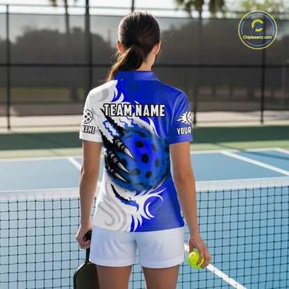 White & Blue Claw Scratches Pickleball Ball T-Shirt For Women Custom Pickleball Jerseys NYN2484