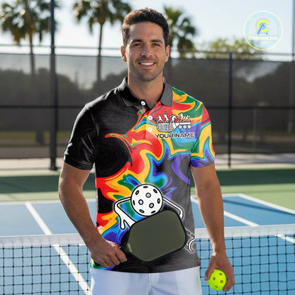 Colorful Splash Men Pickleball Ball & Paddle T-Shirt Personalized Pickleball Team Jerseys NYN2489
