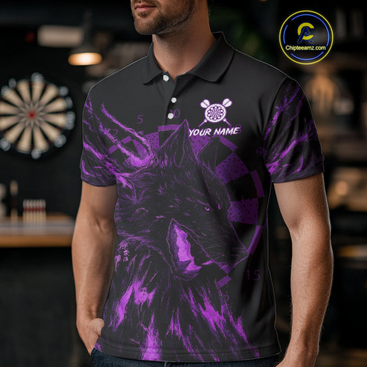 Custom Black-Purple Wolf Grunge Dart Jersey For Men Horror Grunge Dart Team Jerseys NYN1402