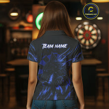 Load image into Gallery viewer, Custom Black-Blue Wolf Grunge Dart Jersey For Women Horror Grunge Dart Team Jerseys NYN1403