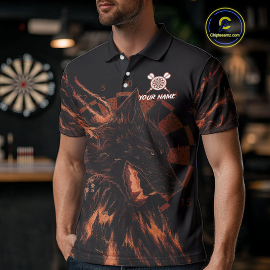 Custom Black-Orange Wolf Grunge Dart Jersey For Men Horror Grunge Dart Team Jerseys NYN1404