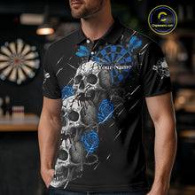 Load image into Gallery viewer, Custom Blue Roses Blood Dripping Skull Dartboard Men Darts Polo Shirt Dart Jerseys NYN1926
