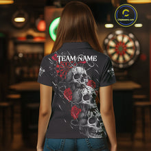 Load image into Gallery viewer, Custom Red Roses Blood Dripping Skull Dartboard Women Darts Polo Shirt  Dart Jerseys NYN1927