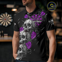 Load image into Gallery viewer, Custom Purple Roses Blood Dripping Skull Dartboard Men Darts Polo Shirt  Dart Jerseys NYN1928