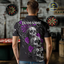 Load image into Gallery viewer, Custom Purple Roses Blood Dripping Skull Dartboard Men Darts Polo Shirt  Dart Jerseys NYN1928