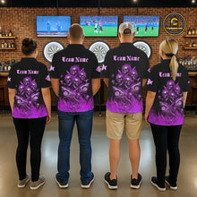 Load image into Gallery viewer, Custom Purple Flames Shark And Skull 3D Women Darts Quarter-Zip League Shirts Funny Dart Jerseys NYN2205