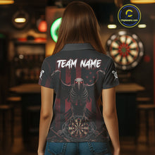 Load image into Gallery viewer, Red Gothic Eagle Skull Dartboard Custom Women Darts Quarter-Zip Shirt Grunge US Flag Dart Jerseys NYN1943