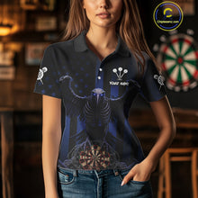 Load image into Gallery viewer, Blue Gothic Eagle Skull Dartboard Custom Women Darts Quarter-Zip Shirt Grunge US Flag Dart Jerseys NYN1944