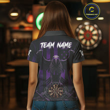 Load image into Gallery viewer, Purple Gothic Eagle Skull Dartboard Custom Women Darts Quarter-Zip Shirt Grunge US Flag Dart Jerseys NYN1945