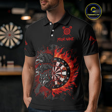 Load image into Gallery viewer, Red Wolfs Flames Dartboard Custom Funny Darts Polo Shirt For Men Grunge Dart Jerseys NYN1953
